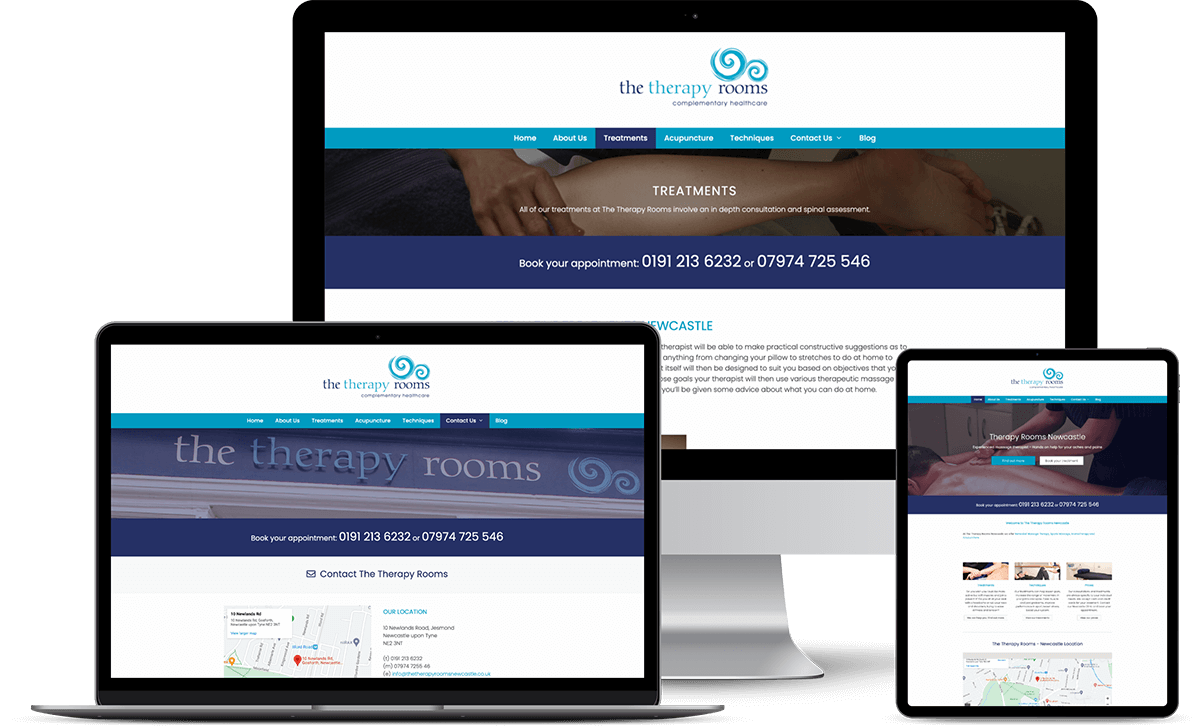 therapy rooms website mock up